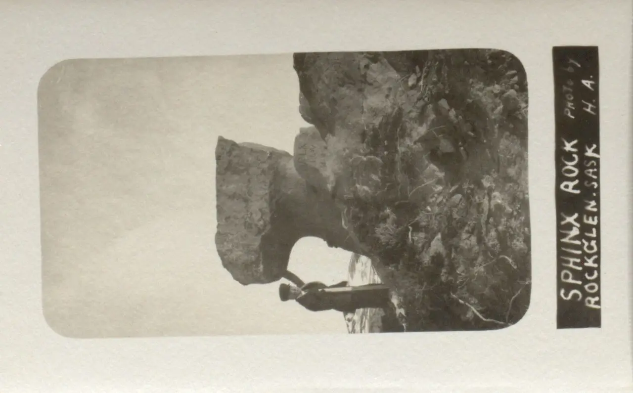 Sphinx Rock near Rockglen, about 1920